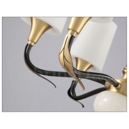 Candelabru cu pandantiv din alamă din alamă, luxos, rustic, retro, vintage, din alamă, cu abajururi de sticlă