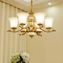 Candelabru luxos din alamă pură, retro, retro, vintage, din alamă, cu pandantiv, cu lumânări din sticlă