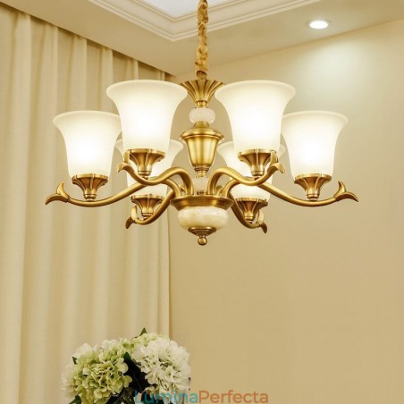 Candelabru luxos din alamă pură, retro, retro, vintage, din alamă, cu pandantiv, cu lumânări din sticlă Candelabru luxos din alamă pură, retro, retro, vintage, din alamă, cu pandantiv, cu lumânări din sticlă