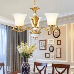 Candelabru luxos din alamă pură, retro, retro, vintage, din alamă, cu pandantiv, cu lumânări din sticlă