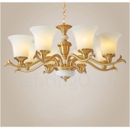 Candelabru luxos din alamă pură, retro, retro, vintage, din alamă, cu pandantiv, cu lumânări din sticlă