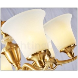 Candelabru luxos din alamă pură, retro, retro, vintage, din alamă, cu pandantiv, cu lumânări din sticlă