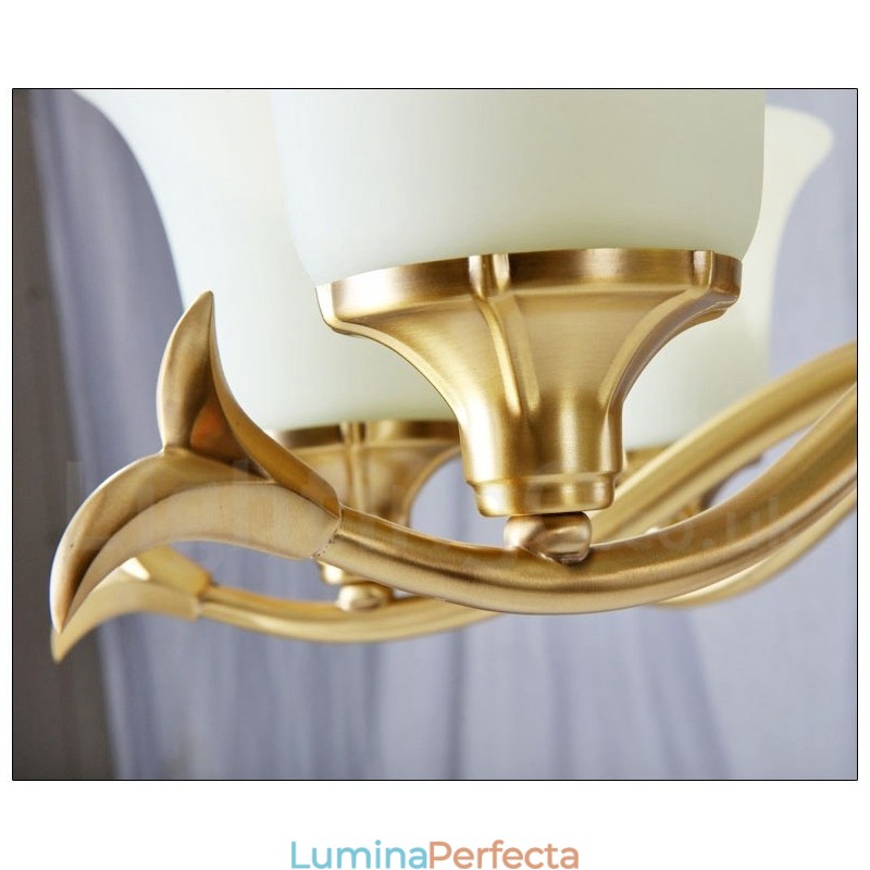 Candelabru luxos din alamă pură, retro, retro, vintage, din alamă, cu pandantiv, cu lumânări din sticlă