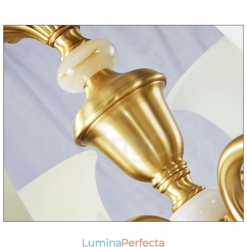 Candelabru luxos din alamă pură, retro, retro, vintage, din alamă, cu pandantiv, cu lumânări din sticlă