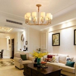 Candelabru de lumânare cu pandantiv din alamă, rustic, retro, de lux, din alamă pură, cu nuanțe de material textil