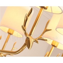 Candelabru de lumânare cu pandantiv din alamă, rustic, retro, de lux, din alamă pură, cu nuanțe de material textil