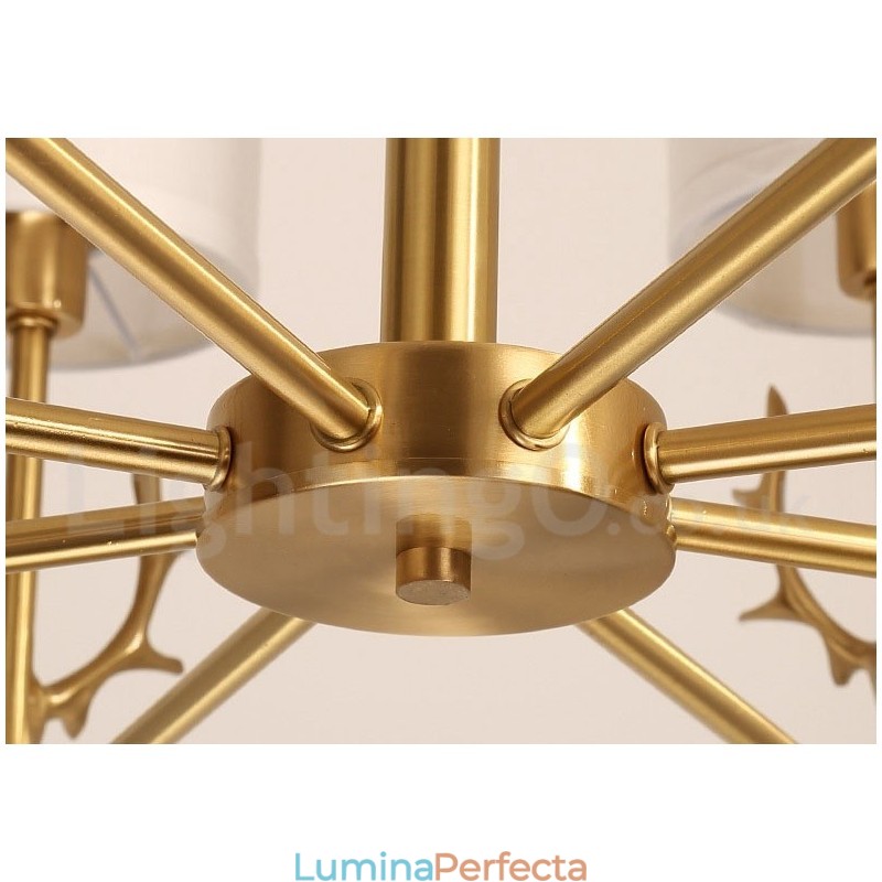 Candelabru de lumânare cu pandantiv din alamă, rustic, retro, de lux, din alamă pură, cu nuanțe de material textil