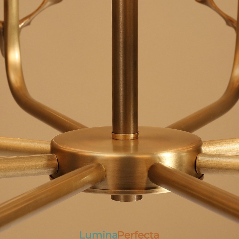 Candelabru de lumânare cu pandantiv din alamă, rustic, retro, de lux, din alamă pură, cu nuanțe de material textil