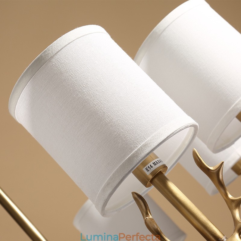 Candelabru de lumânare cu pandantiv din alamă, rustic, retro, de lux, din alamă pură, cu nuanțe de material textil