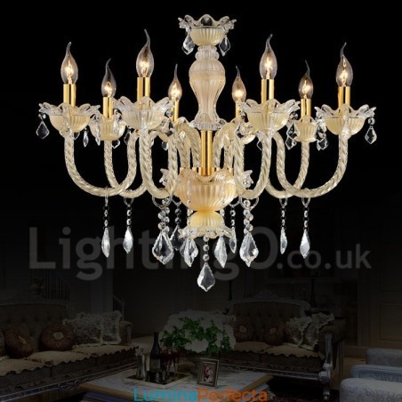 Candelabru cu lumânare cu pandantiv modern și luxos din cristal Candelabru cu lumânare cu pandantiv modern și luxos din cristal