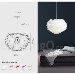 Candelabru cu pene în mai multe culori Lampă suspendată modernă și contemporană