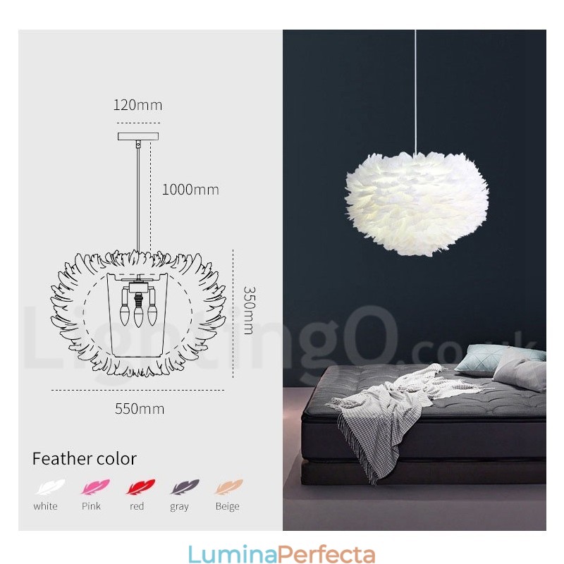 Candelabru cu pene în mai multe culori Lampă suspendată modernă și contemporană