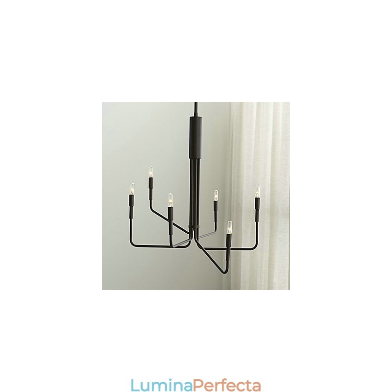 Candelabru din metal cu pictură de țară