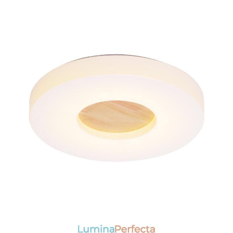 Plafoniera rotundă din lemn ultra subțire, reglabilă, cu abajur din acril, în stil nordic