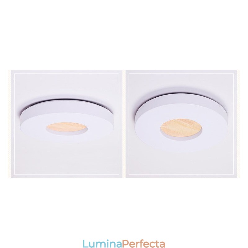 Plafoniera rotundă din lemn ultra subțire, reglabilă, cu abajur din acril, în stil nordic