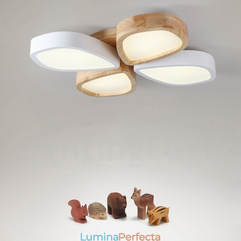 Plafoniera din lemn de petale ultra subțire reglabilă cu abajur din acril. Plafoniera în stil nordic