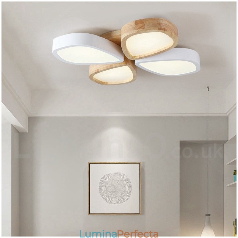 Plafoniera din lemn de petale ultra subțire reglabilă cu abajur din acril. Plafoniera în stil nordic