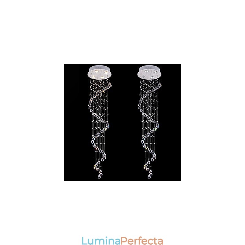 Lampă cu pandantiv de cristal Candelabru de iluminat 4 lumini Argintiu Canpoy Clear K9 Crystal Helix Plafoniere H150CM
