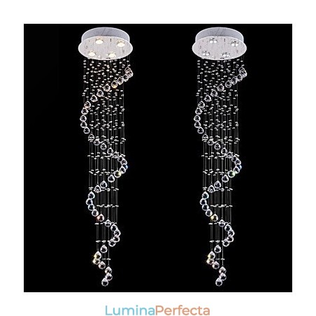 Lampă cu pandantiv de cristal Candelabru de iluminat 4 lumini Argintiu Canpoy Clear K9 Crystal Helix Plafoniere H150CM Lampă cu pandantiv de cristal Candelabru de iluminat 4 lumini Argintiu Canpoy Clear K9 Crystal Helix Plafoniere H150CM