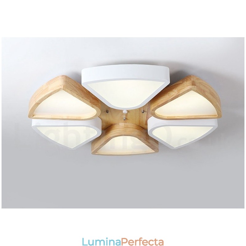 Plafoniera din lemn de petale ultra subțire reglabilă cu abajur din acril. Plafoniera în stil nordic