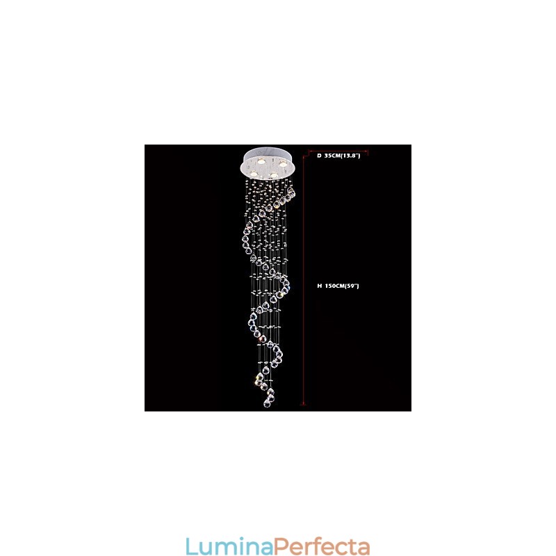 Lampă cu pandantiv de cristal Candelabru de iluminat 4 lumini Argintiu Canpoy Clear K9 Crystal Helix Plafoniere H150CM