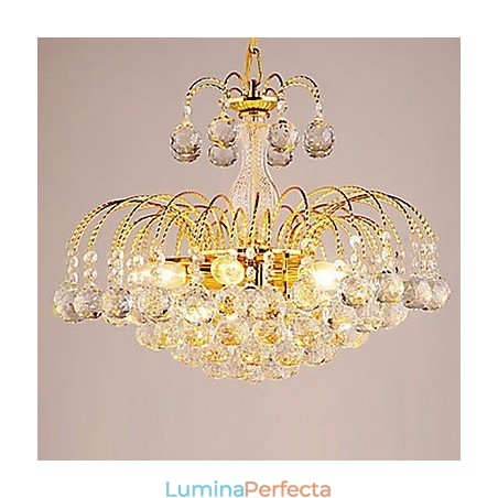 Candelabru de lux în stil european cu 3 lumini și bile de cristal Candelabru de lux în stil european cu 3 lumini și bile de cristal