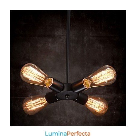 Lampă suspendată 4 Lumini Fier forjat în stil rustic Lampă suspendată 4 Lumini Fier forjat în stil rustic