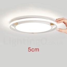 Plafoniera rotundă din lemn, ultra-subțire, cu abajur din acril, în stil nordic.