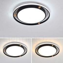 Plafoniera rotundă din lemn, ultra-subțire, cu abajur din acril, în stil nordic.