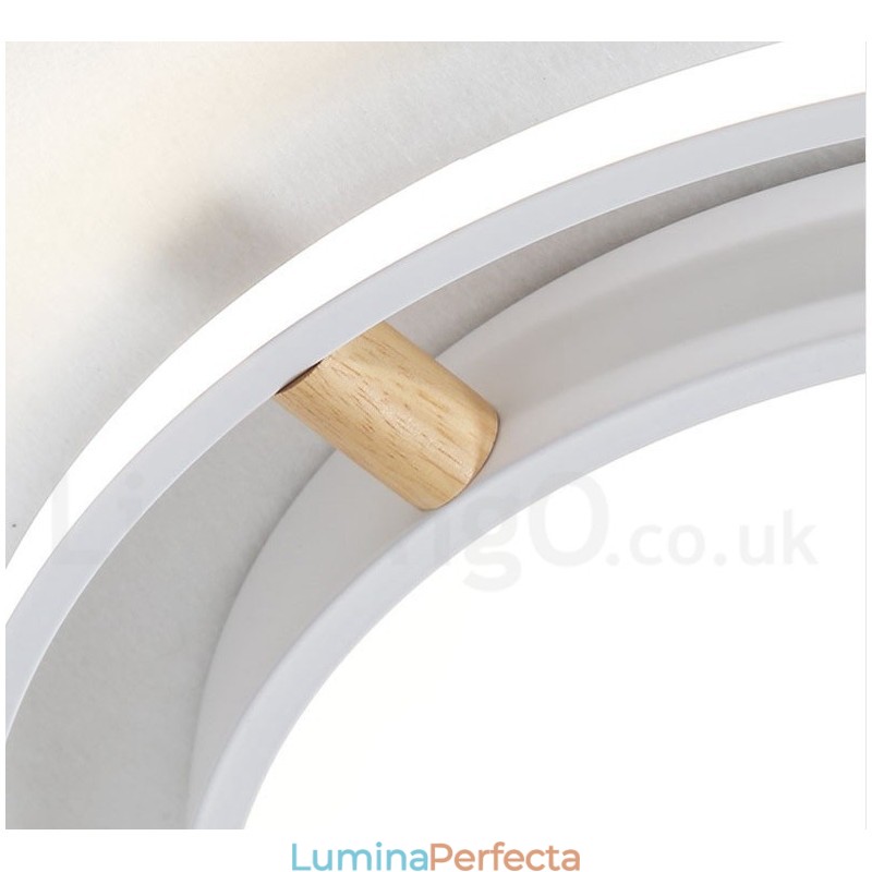 Plafoniera rotundă din lemn, ultra-subțire, cu abajur din acril, în stil nordic.