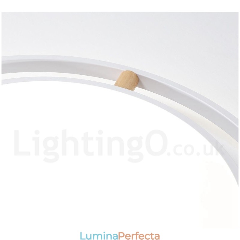 Plafoniera rotundă din lemn, ultra-subțire, cu abajur din acril, în stil nordic.