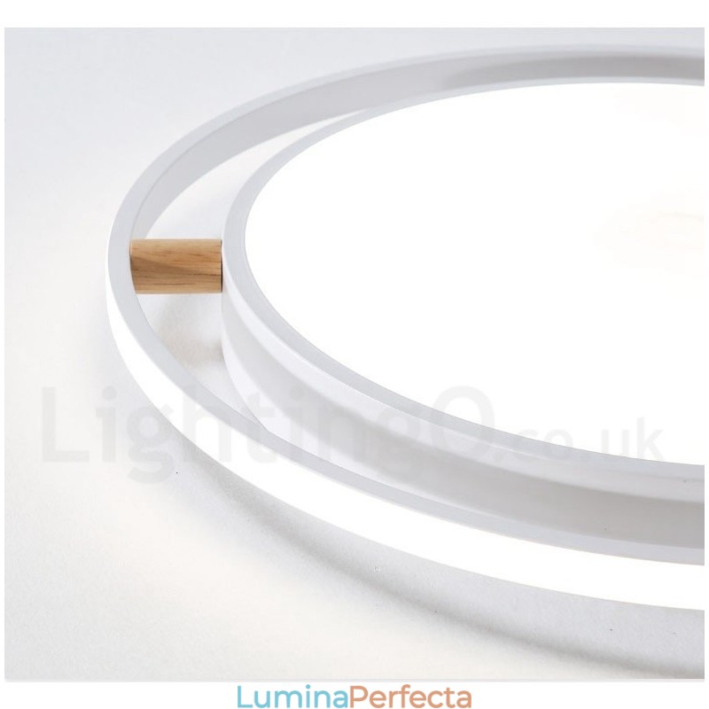 Plafoniera rotundă din lemn, ultra-subțire, cu abajur din acril, în stil nordic.