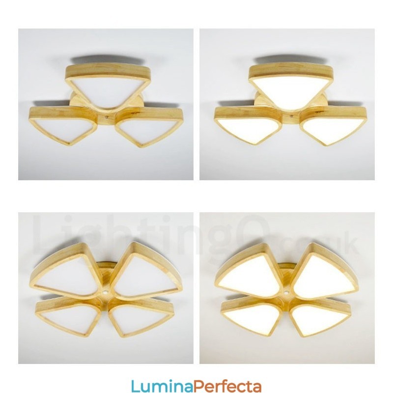Plafoniera din petale de lemn cu abajur acrilic Plafoniera stil nordic