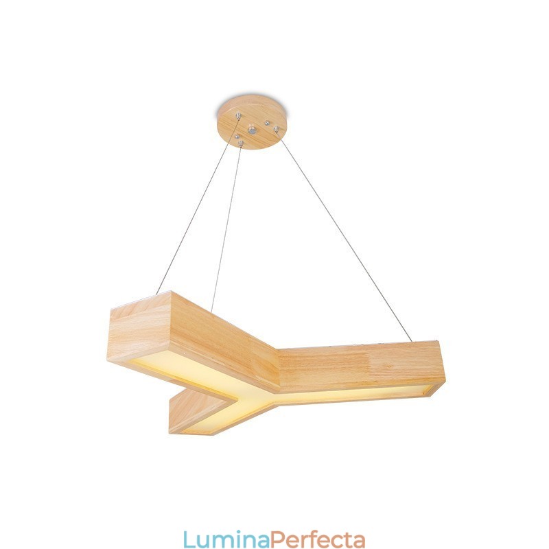 Lampă suspendată triunghi modernă din lemn