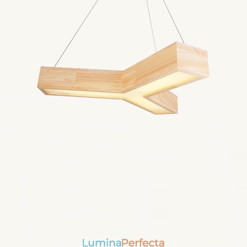Lampă suspendată triunghi modernă din lemn