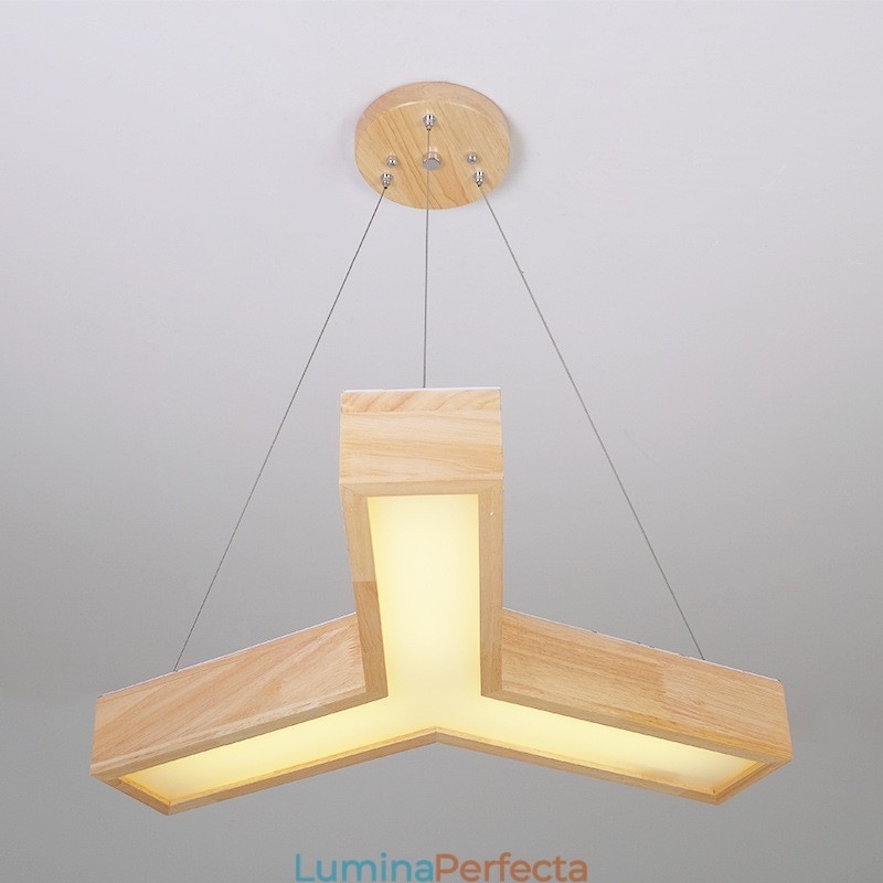 Lampă suspendată triunghi modernă din lemn