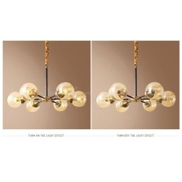 Candelabru cu pandantiv din alamă, rustic, retro, de lux, din alamă pură, cu abajururi de sticlă