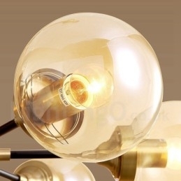 Candelabru cu pandantiv din alamă, rustic, retro, de lux, din alamă pură, cu abajururi de sticlă