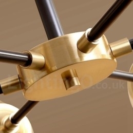 Candelabru cu pandantiv din alamă, rustic, retro, de lux, din alamă pură, cu abajururi de sticlă