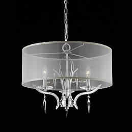 Pandantiv modern din cristal cu 3 lumini si abajur semitransparent
