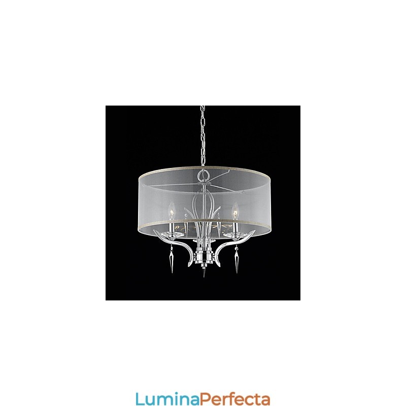 Pandantiv modern din cristal cu 3 lumini si abajur semitransparent