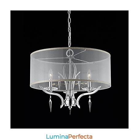 Pandantiv modern din cristal cu 3 lumini si abajur semitransparent Pandantiv modern din cristal cu 3 lumini si abajur semitransparent
