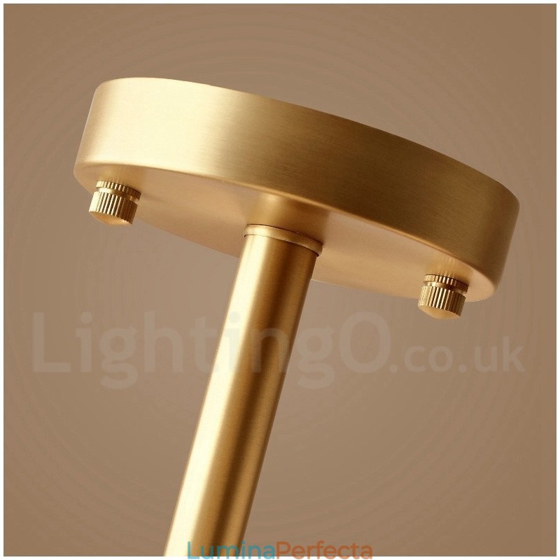 Plafoniera cu 4 lumini, alamă pură, modernă, contemporană, simplă, rustică, retro, epocă, cu montare la plafon, cu abajururi de sticlă