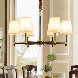 Candelabru cu pandantiv din alamă, mare, luxos, rustic, retro, vintage, din alamă pură, cu nuanțe de material textil