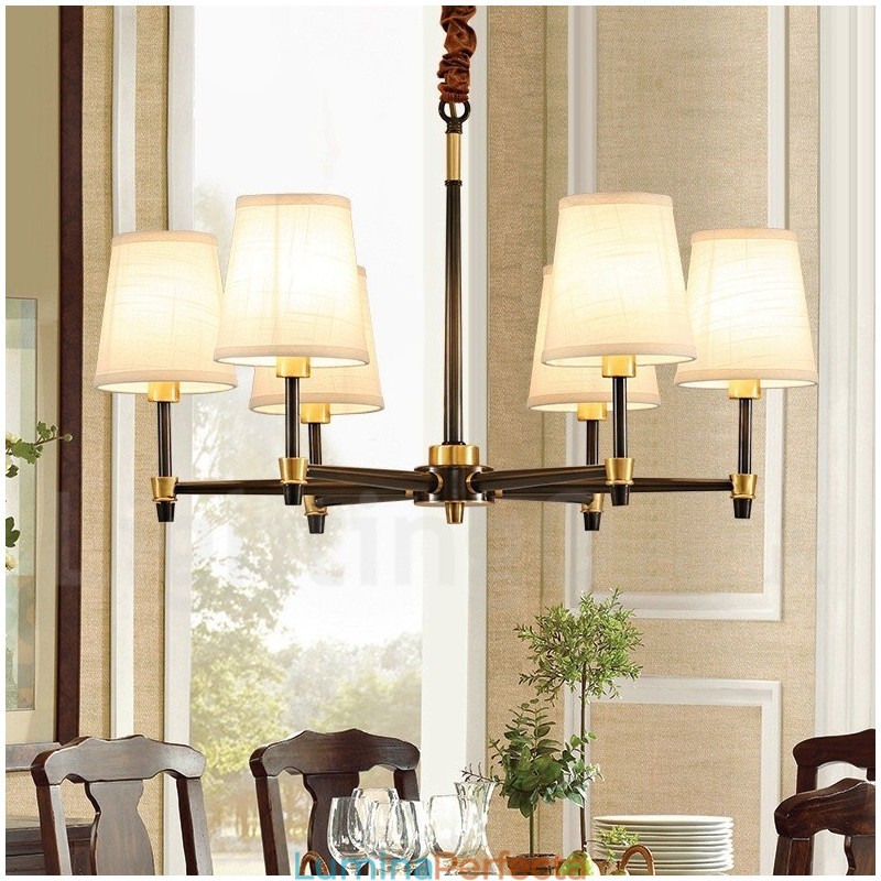 Candelabru cu pandantiv din alamă, mare, luxos, rustic, retro, vintage, din alamă pură, cu nuanțe de material textil