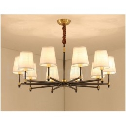 Candelabru cu pandantiv din alamă, mare, luxos, rustic, retro, vintage, din alamă pură, cu nuanțe de material textil