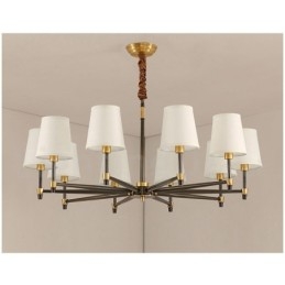 Candelabru cu pandantiv din alamă, mare, luxos, rustic, retro, vintage, din alamă pură, cu nuanțe de material textil