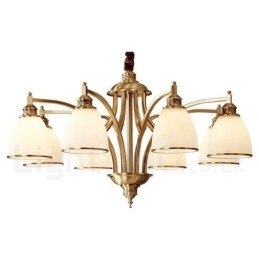 Candelabru cu pandantiv din alamă, mare, luxos, rustic, retro, vintage, din alamă pură, cu abajururi de sticlă