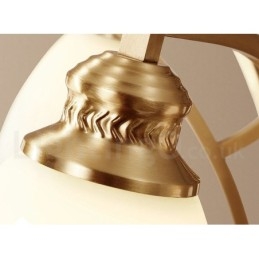 Candelabru cu pandantiv din alamă, mare, luxos, rustic, retro, vintage, din alamă pură, cu abajururi de sticlă