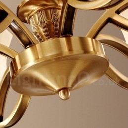 Candelabru cu pandantiv din alamă, mare, luxos, rustic, retro, vintage, din alamă pură, cu abajururi de sticlă